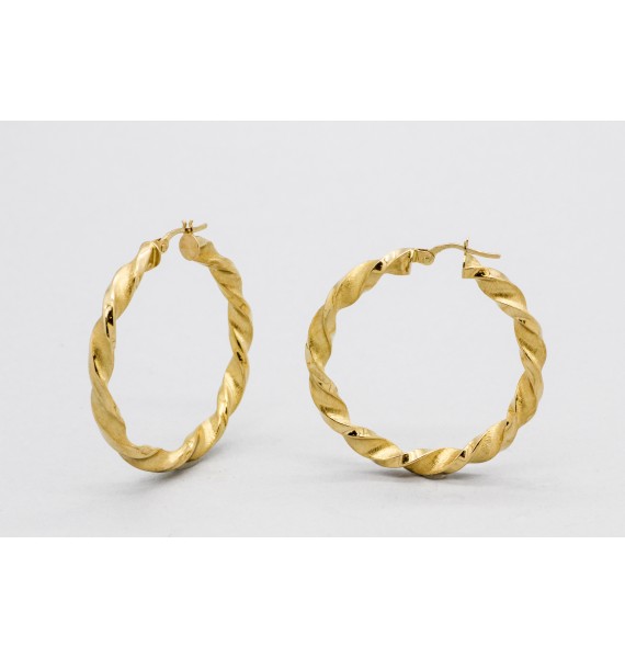 18Kt Yellow Gold Twist Hoop Earrings