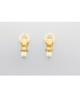 18Kt Yellow Gold Pearl and Cubic Zirconia Earrings