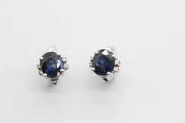 18Kt Gold Sapphire & Diamond Earrings