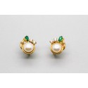 18Kt Yellow Gold Pearl & Gemstone Earrings
