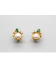 Pendientes en Oro de 18 Quilates con Perlas y Piedras Preciosas