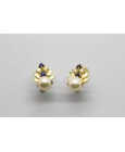 18Kt Yellow Gold Pearl & Gemstone Earrings