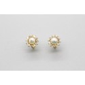 18Kt Yellow Gold Pearl & Cubic Zirconia Earrings