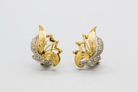 Pendientes en Oro Blanco y Amarillo de 18 Quilates con Circonitas