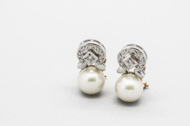 18kt White & Yellow Gold Pearl Earring