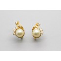 18Kt Yellow Gold Pearl Earrings with Cubic Zirconia