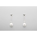 Pendientes en Oro Blanco de 18 Quilates con Perlas y Circonitas