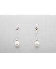 Pendientes en Oro Blanco de 18 Quilates con Perlas y Circonitas