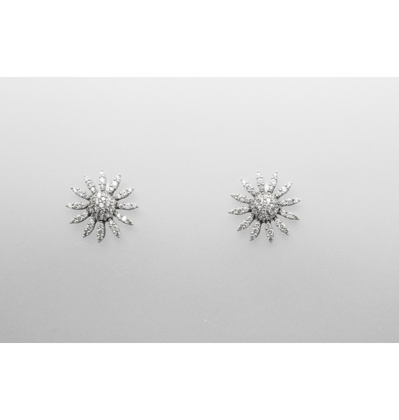 Pendientes en Oro Blanco de 18 Quilates con Circonitas
