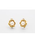 18Kt Yellow Gold Pearl & Cubic Zirconia Earrings
