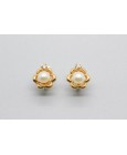 18Kt Yellow Gold Pearl & Cubic Zirconia Earrings