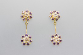18Kt Gold Amethyst & Cubic Zirconia Earrings