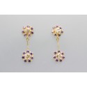 18Kt Gold Amethyst & Cubic Zirconia Earrings