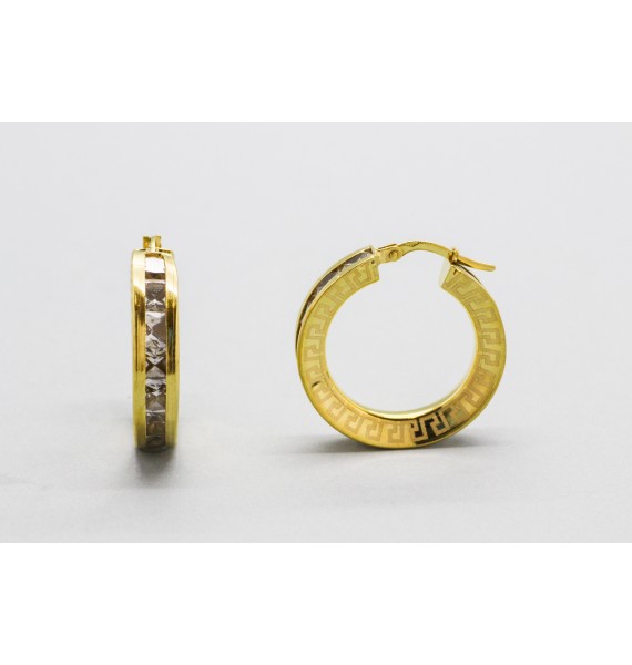 18Kt Gold Hoop Earrings with Cubic Zirconia
