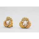Pendientes en Oro de 18 Quilates con Perlas y Circonitas