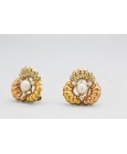 Pendientes en Oro de 18 Quilates con Perlas y Circonitas