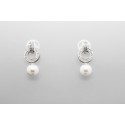 18Kt White Gold Pearl and Cubic Zirconia Earrings