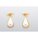 Pendientes en Oro Amarillo de 18 Quilates con Perlas y Circonitas