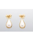 Pendientes en Oro Amarillo de 18 Quilates con Perlas y Circonitas