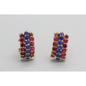 Pendientes en Oro de 18 Quilates con Rubíes y Zafiros