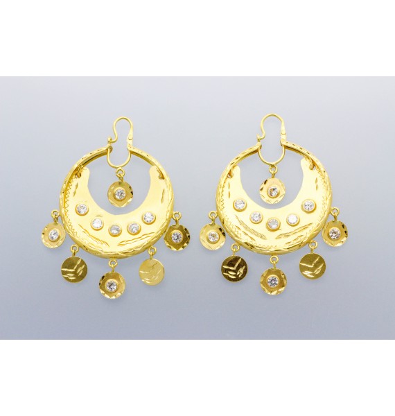 Pendientes de Aro en Oro de 18 Quilates con Circonitas