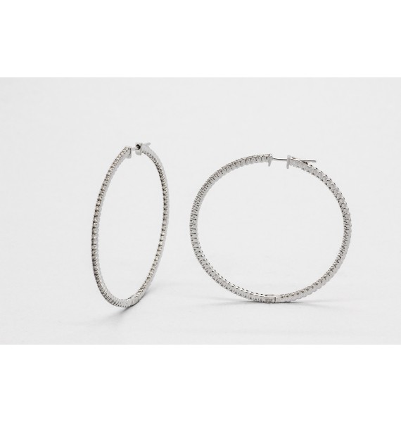 18Kt White Gold Cubic Zirconia Hoop Earring