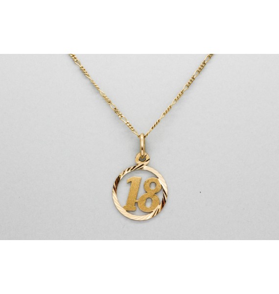 18Kt Yellow Gold "18" Pendant
