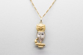 18Kt Yellow Gold Cubic Zirconia Owl Pendant