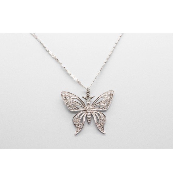 18Kt White Gold Butterfly Pendant