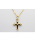 18Kt Gold Diamond Sapphire Cross Pendant