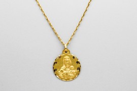 Colgante Virgen María y Niño Jesus en Oro de 18 Quilates