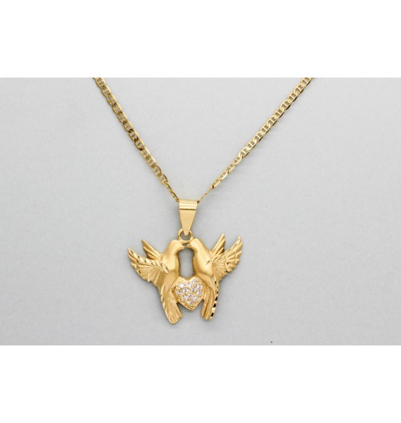 Colgante Palomas con Corazón en Oro de 18 Quilates 
