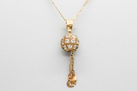18Kt Gold Charm & Cubic Zirconia Pendant