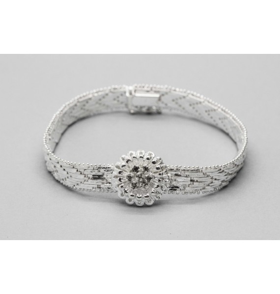 Silver & Cubic Zirconia Flower Bracelet