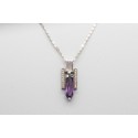 18Kt White Gold Amethyst & Cubic Zirconia Pendant