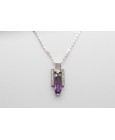 18Kt White Gold Amethyst & Cubic Zirconia Pendant