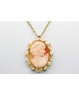 18Kt Yellow Gold & Pearl Cameo Pendant