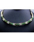 18Kt Gold Necklace with Diamonds and Emeralds