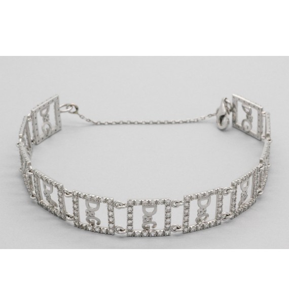 Pulsera en Oro Blanco de 18 Quilates con Circonitas