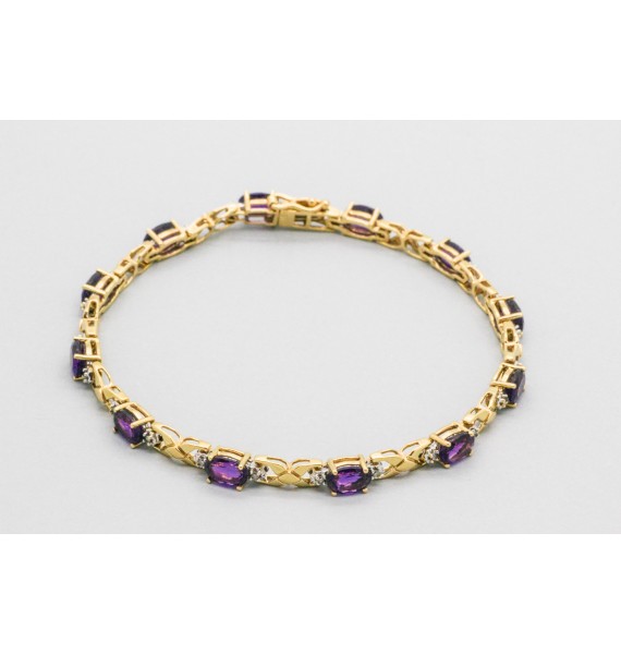 18Kt Gold Amethyst & Diamond Bracelet