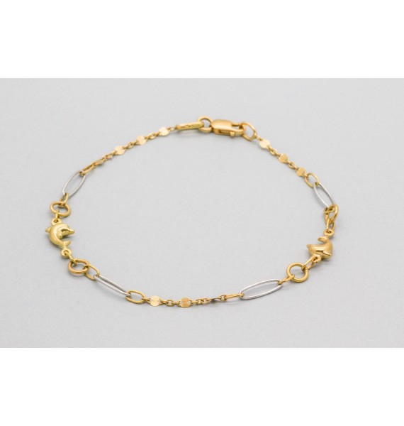 18Kt White & Yellow Charm Bracelet