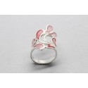 Anillo en Plata de Ley en Forma de Pétalos con Esmalte Rosa 