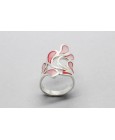 Anillo en Plata de Ley en Forma de Gotas con Esmalte Rosa 