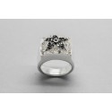 Sterling Silver Flower Ring with Black and White Crystals