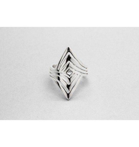 Sterling Silver Rhombus Ring with a Three Band Design