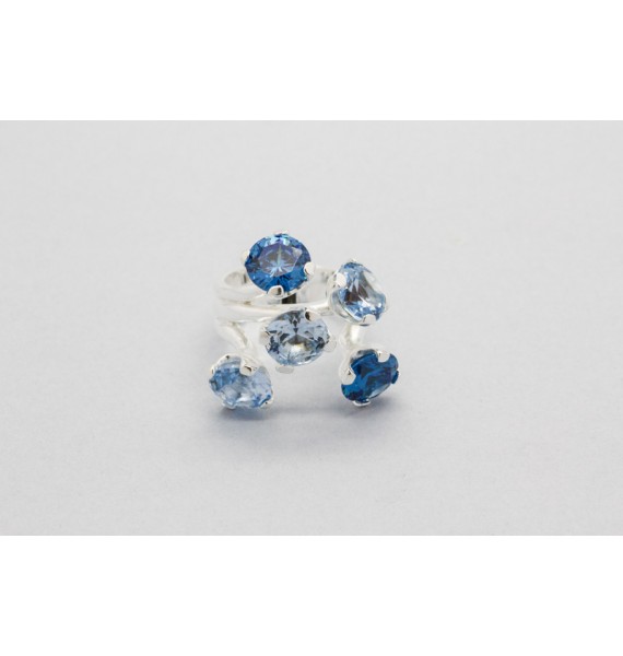 Anillo en Plata de Ley con Piedras Semipreciosas Azules