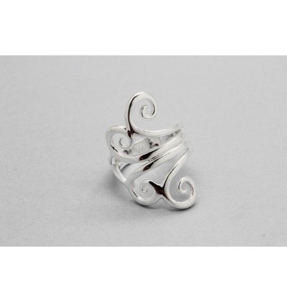 Three Band Sterling Silver Ring with a Wave Design