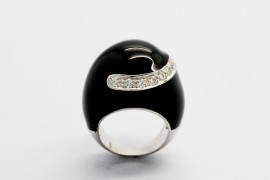 Black Sterling Silver Cocktail Ring with Cubic Zirconia