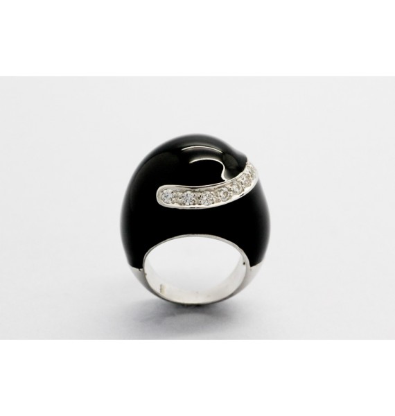 Black Sterling Silver Cocktail Ring with Cubic Zirconia