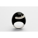Black Sterling Silver Cocktail Ring with Cubic Zirconia